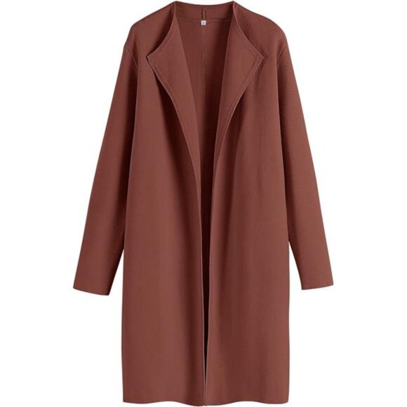 Women's Long Cardigans Sweater Blazer Jacket Coat Brown - Picture 1 of 7